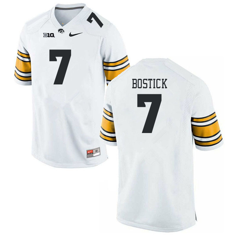 Men #7 Jacob Bostick Iowa Hawkeyes College Football Jerseys Stitched-White - Click Image to Close